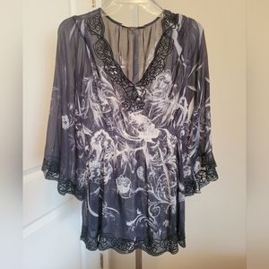 Mushka by Sienna Rose XL sheer V neck top/tunic